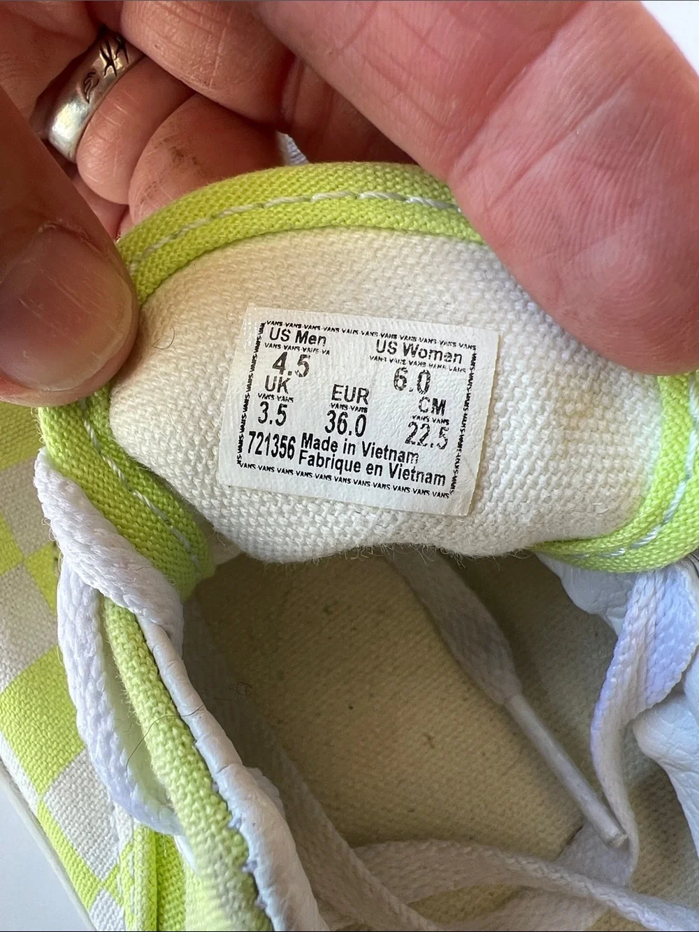 Vans Kids Checkerboard Lace-Up Sneakers - Neon Lime/White